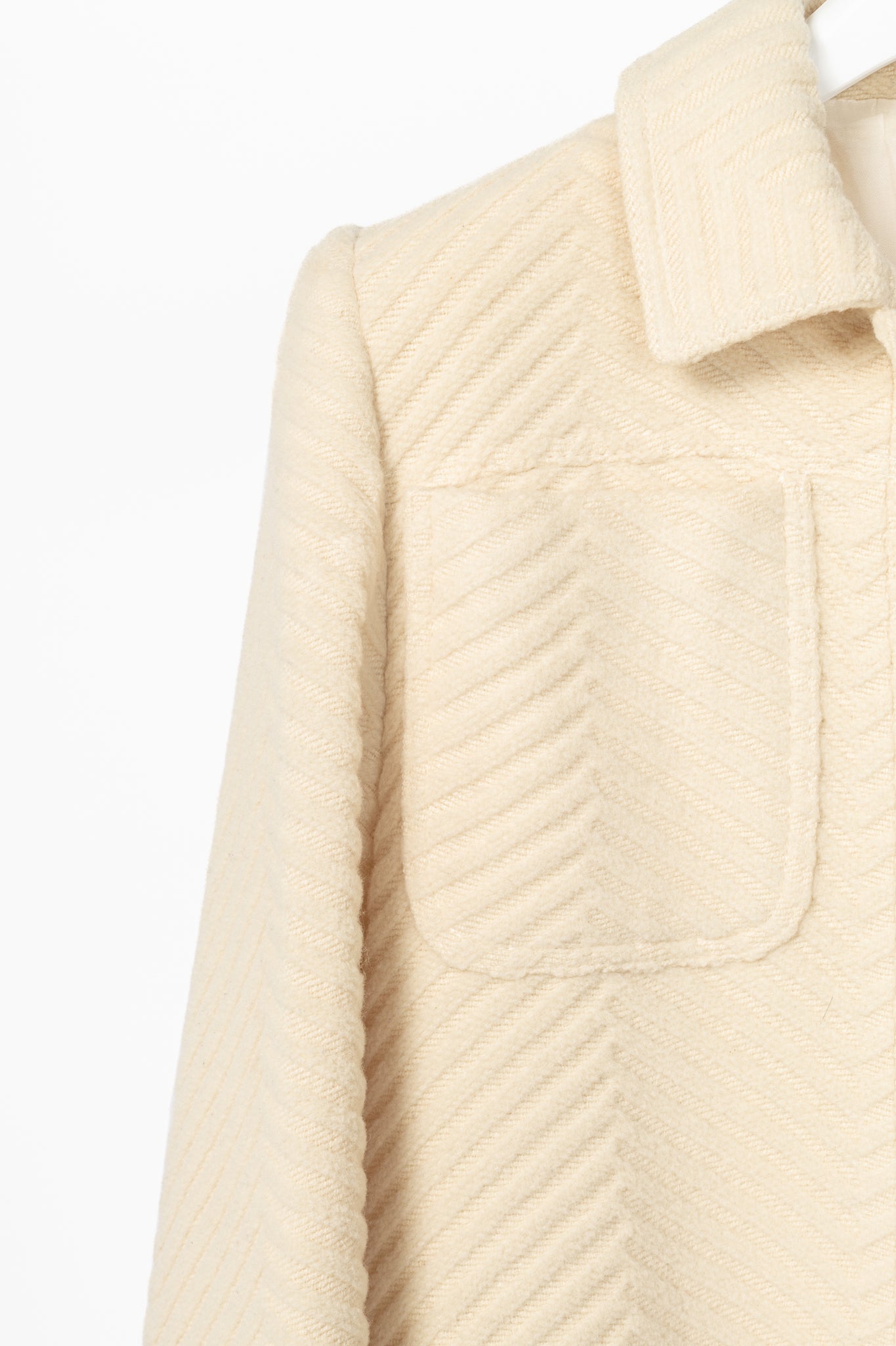 Valentino Miss V 90's Vintage Cream Chevron-Wool Coat
