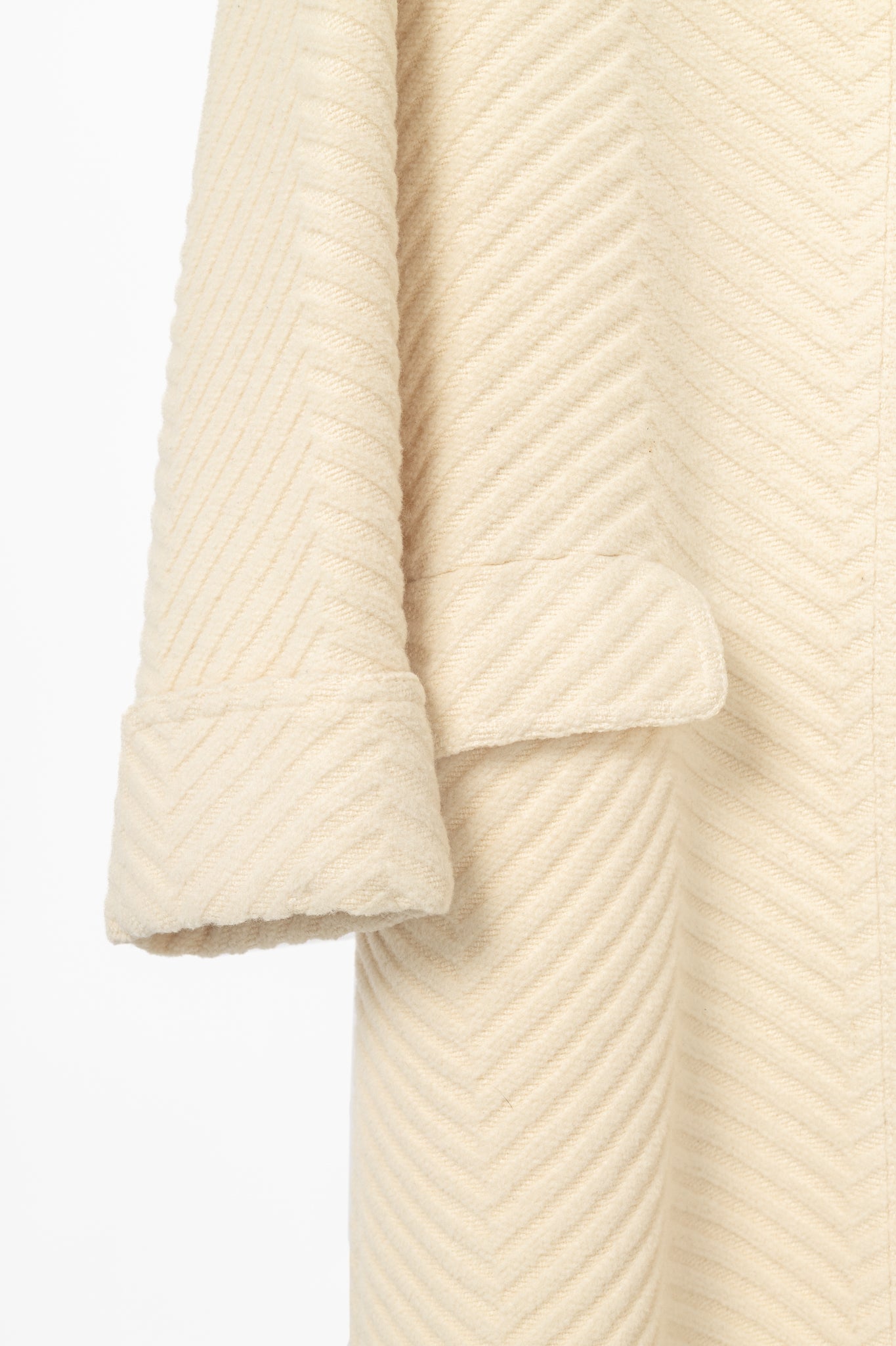 Valentino Miss V 90's Vintage Cream Chevron-Wool Coat