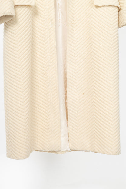 Valentino Miss V 90's Vintage Cream Chevron-Wool Coat
