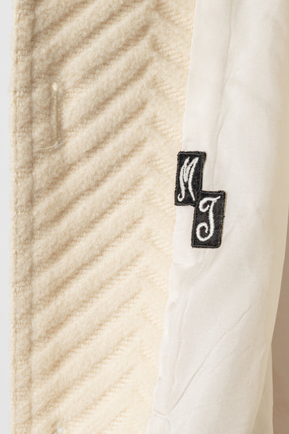 Valentino Miss V 90's Vintage Cream Chevron-Wool Coat