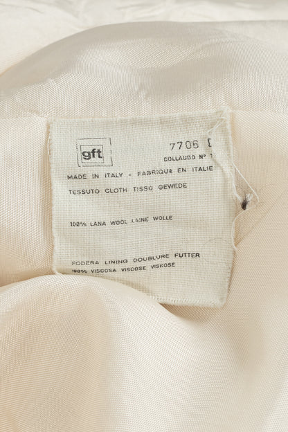 Valentino Miss V 90's Vintage Cream Chevron-Wool Coat
