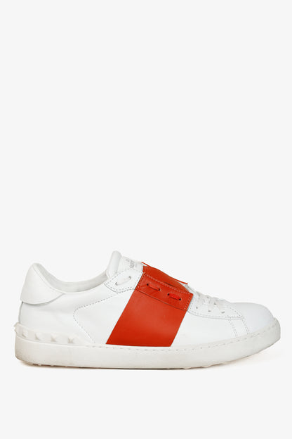 Valentino Garavani Men's Open White & Goldfish-Stripe Leather Low-Top Sneakers