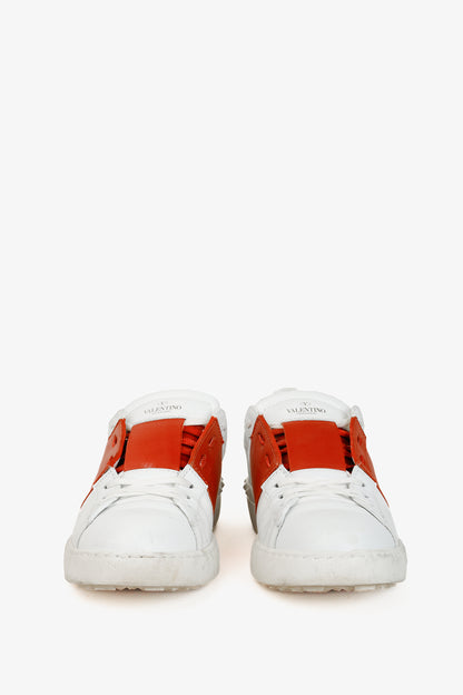 Valentino Garavani Men's Open White & Goldfish-Stripe Leather Low-Top Sneakers