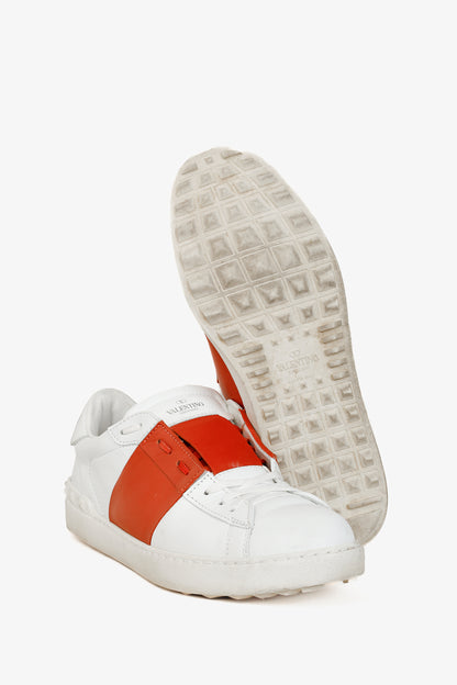 Valentino Garavani Men's Open White & Goldfish-Stripe Leather Low-Top Sneakers