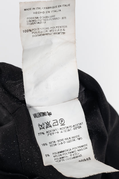 Valentino Black Wool Ruffle-Waist Pencil Skirt