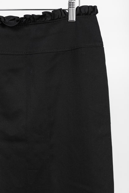 Valentino Black Wool Ruffle-Waist Pencil Skirt