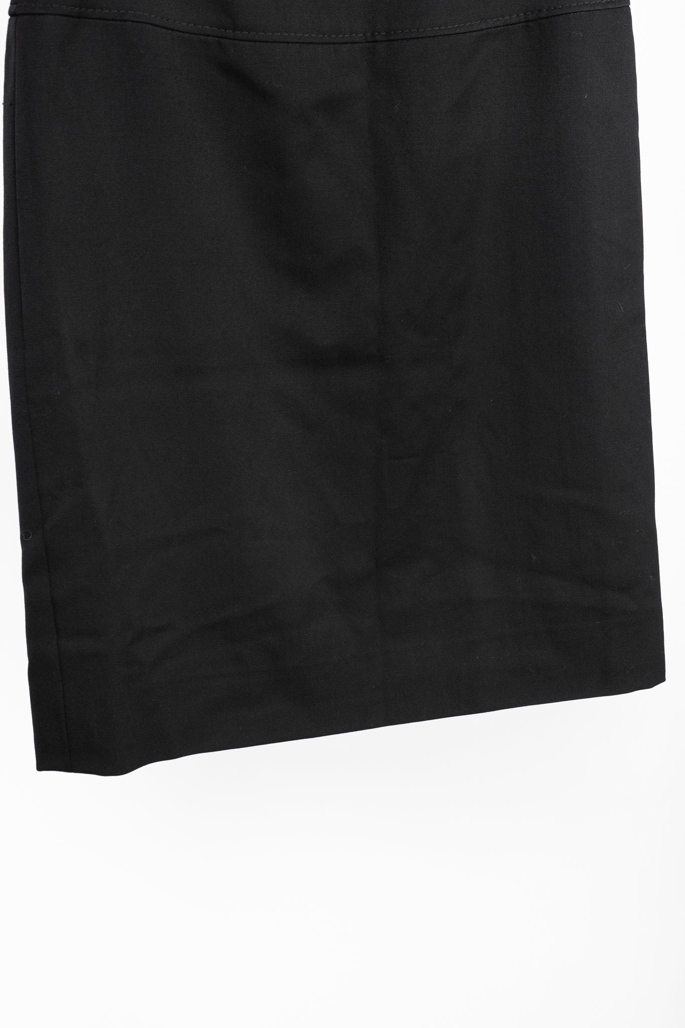Valentino Black Wool Ruffle-Waist Pencil Skirt