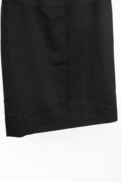 Valentino Black Wool Ruffle-Waist Pencil Skirt