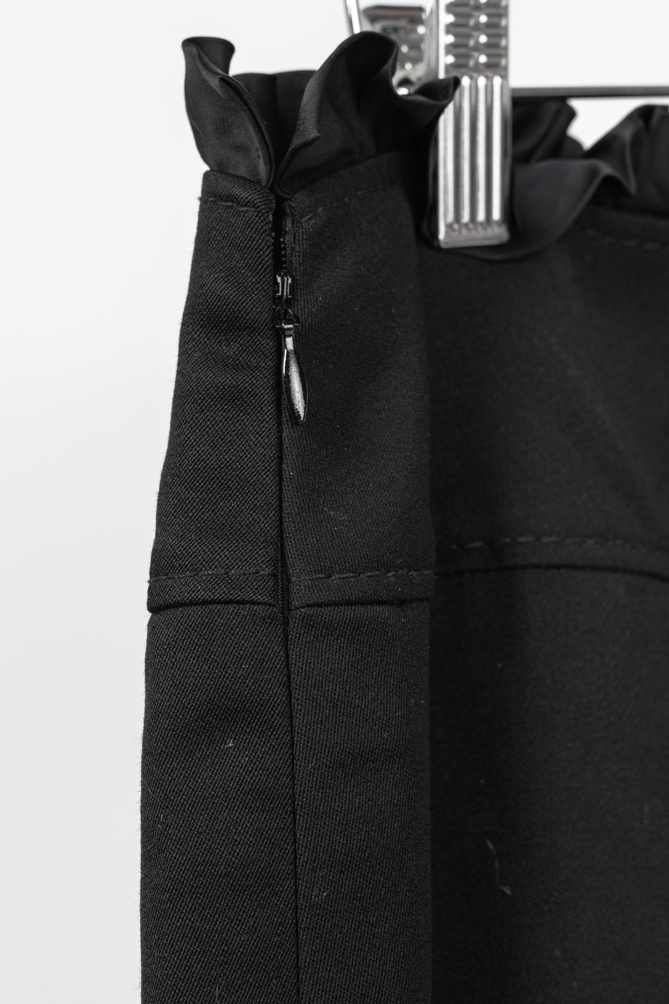 Valentino Black Wool Ruffle-Waist Pencil Skirt
