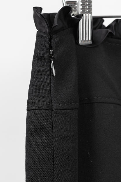 Valentino Black Wool Ruffle-Waist Pencil Skirt