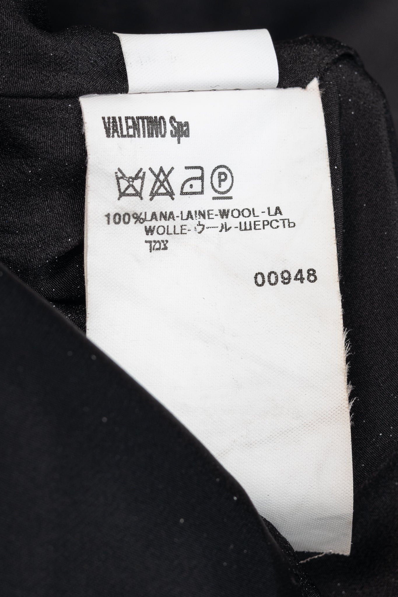 Valentino Black Wool Ruffle-Waist Pencil Skirt