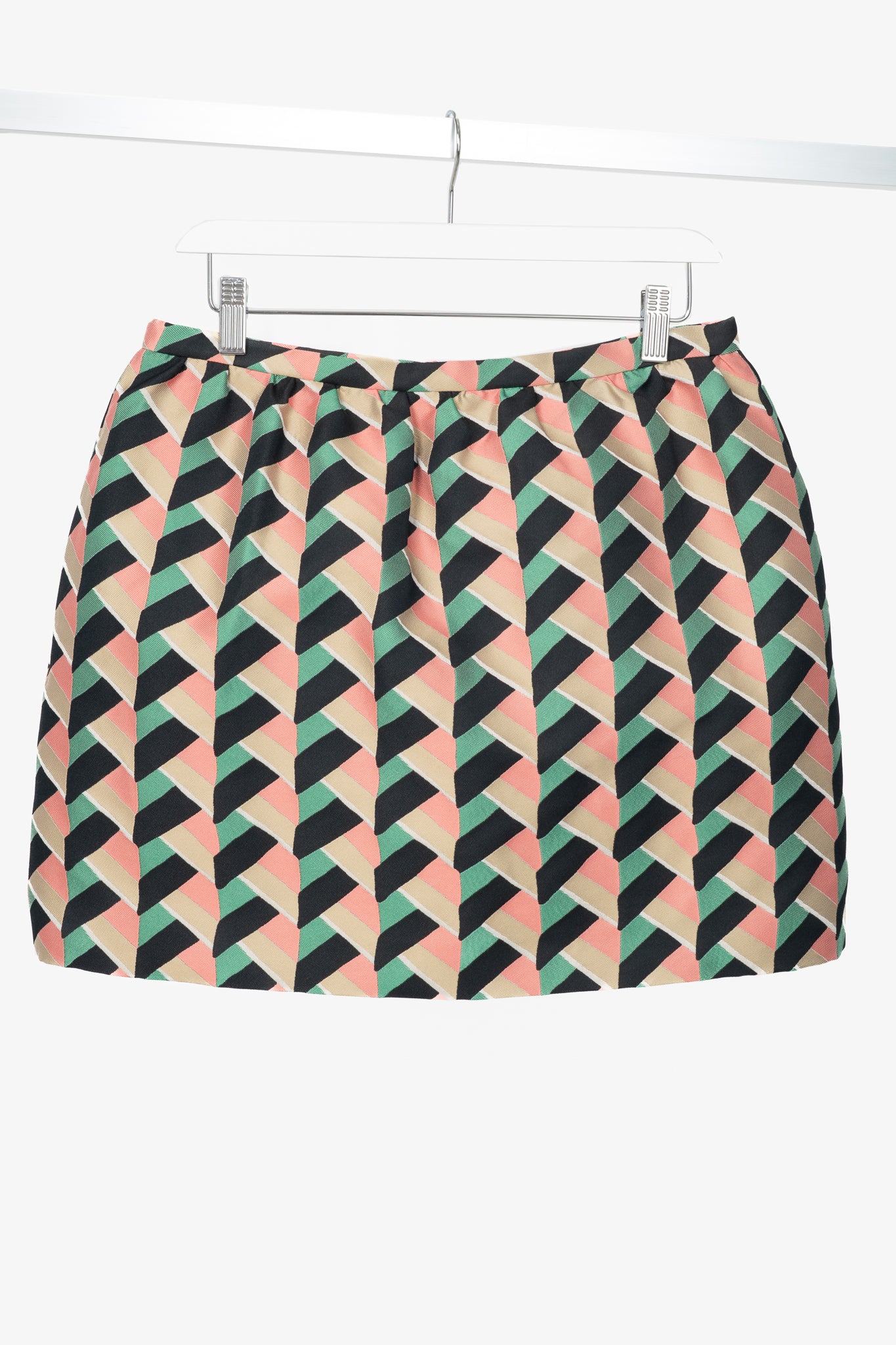 Red Valentino Pink, Green & Beige Herringbone-Jacquard Mini Skirt