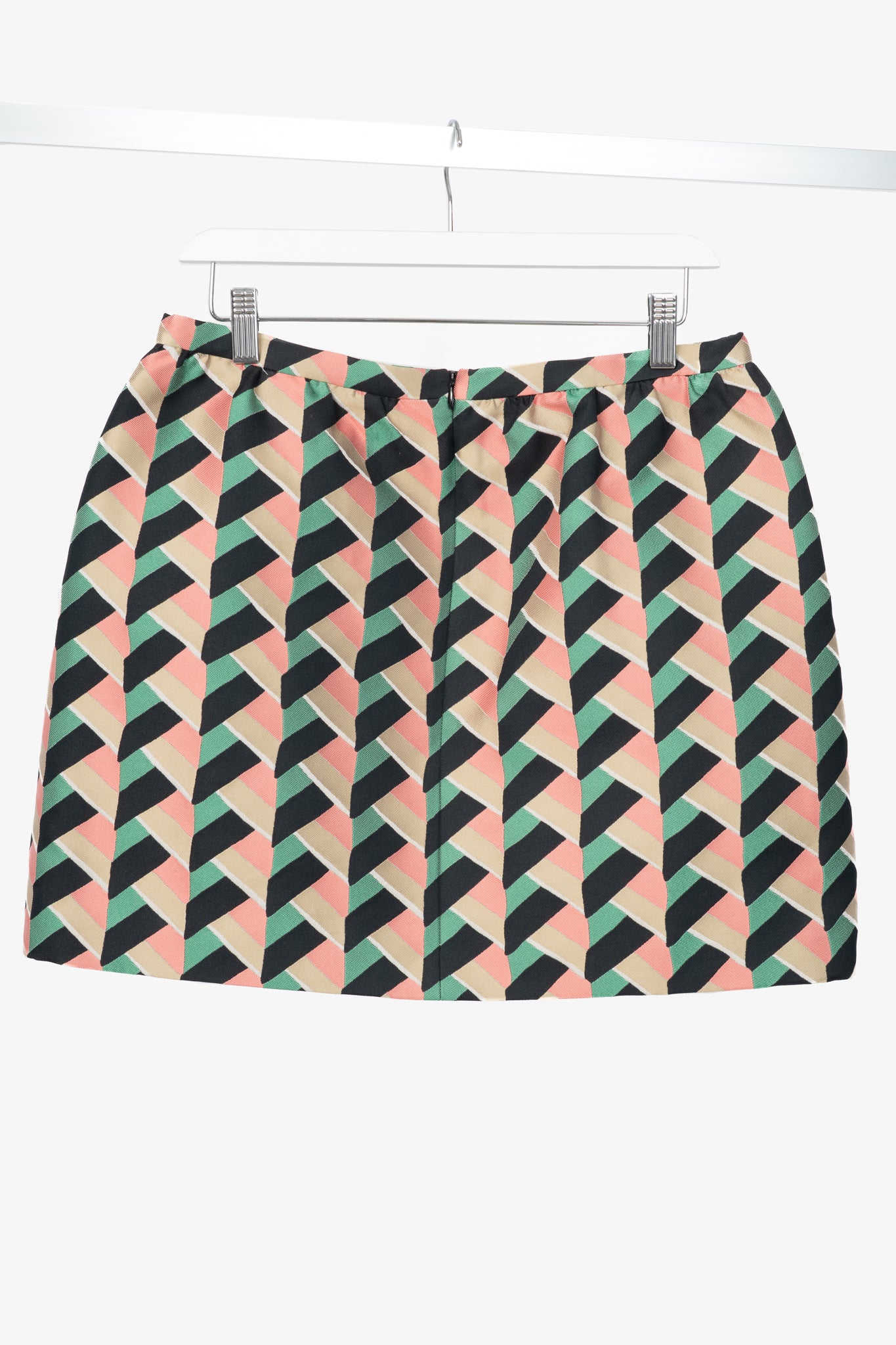 Red Valentino Pink, Green & Beige Herringbone-Jacquard Mini Skirt
