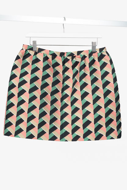 Red Valentino Pink, Green & Beige Herringbone-Jacquard Mini Skirt