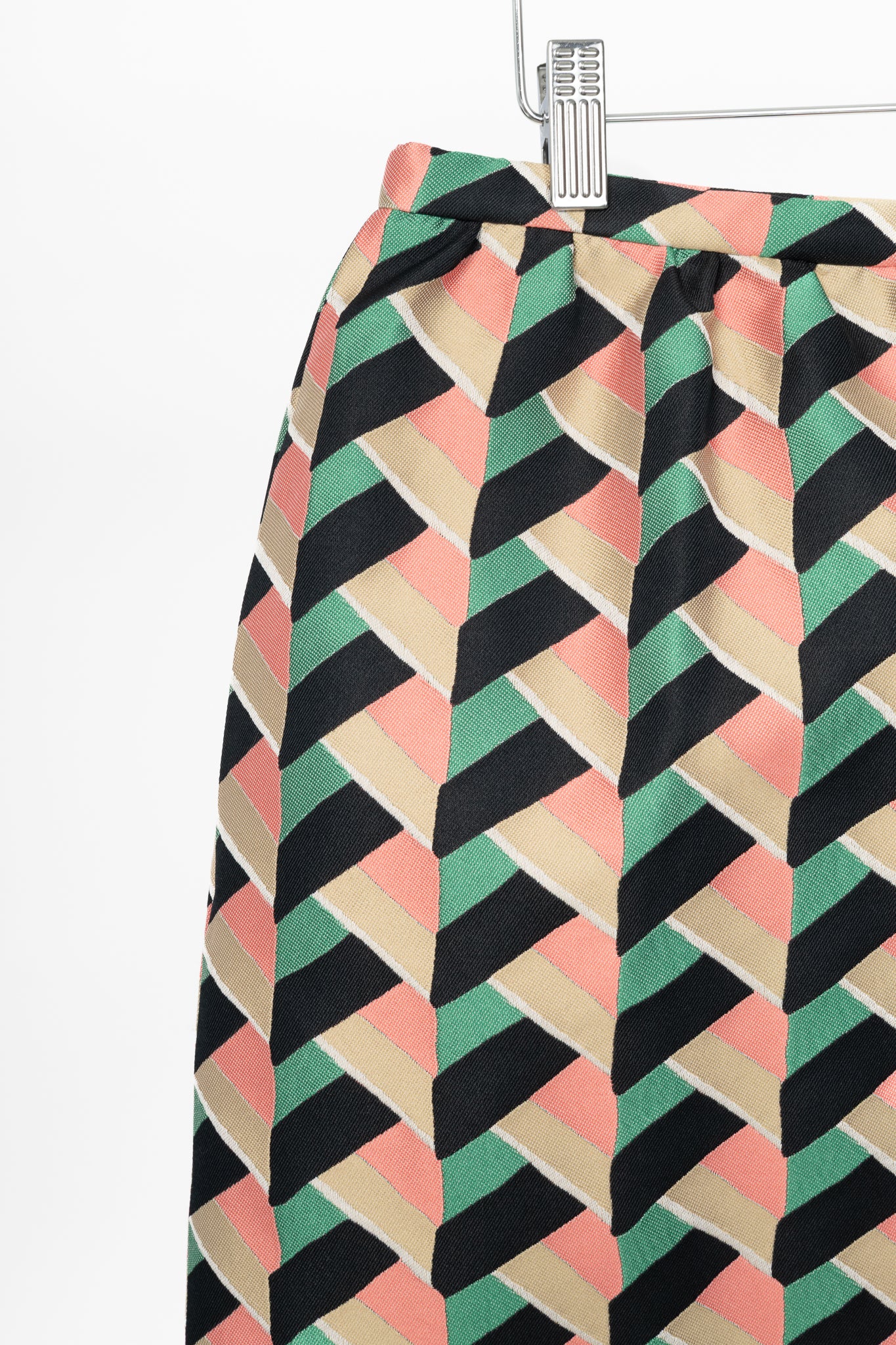 Red Valentino Pink, Green & Beige Herringbone-Jacquard Mini Skirt