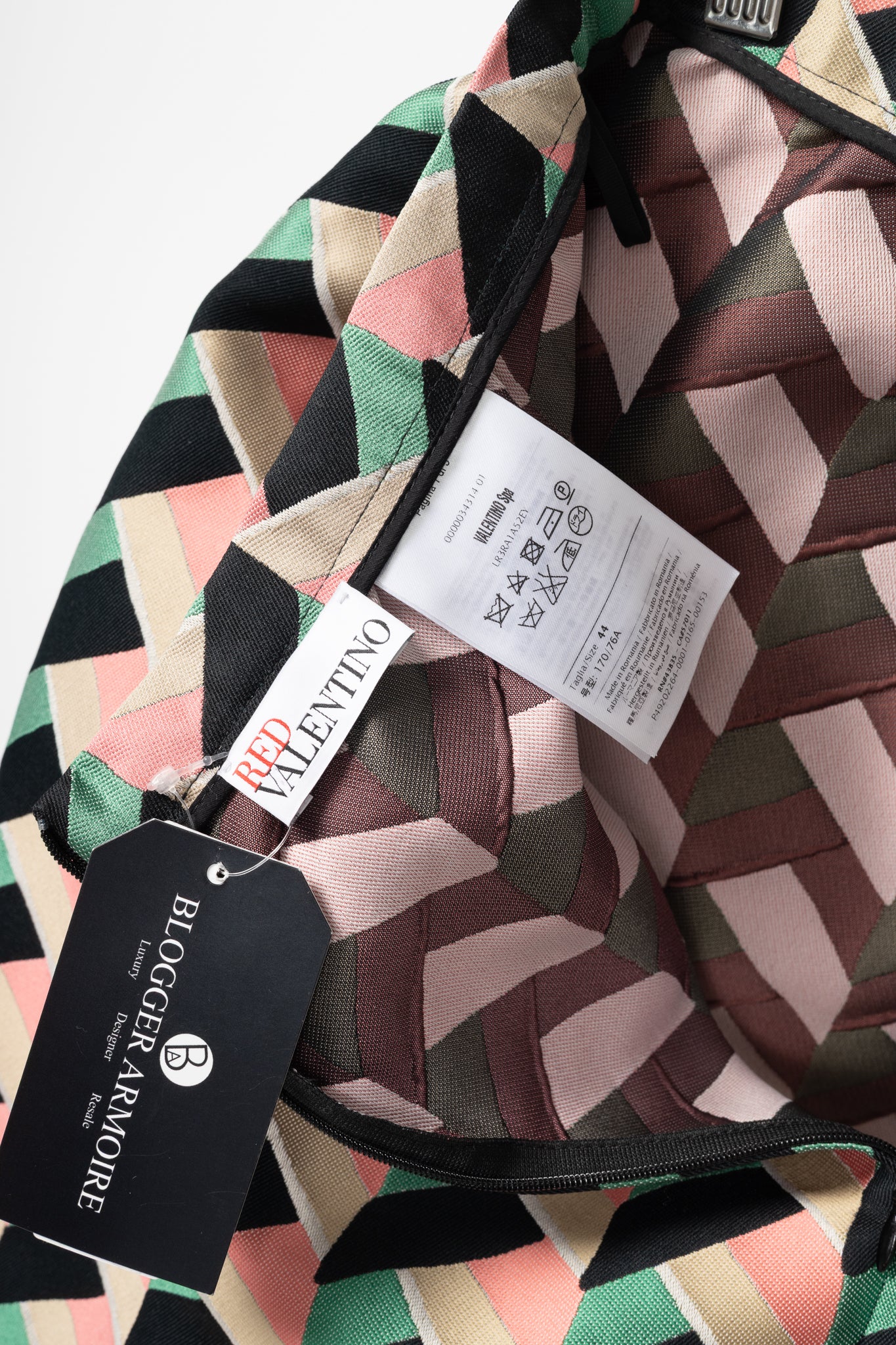 Red Valentino Pink, Green & Beige Herringbone-Jacquard Mini Skirt