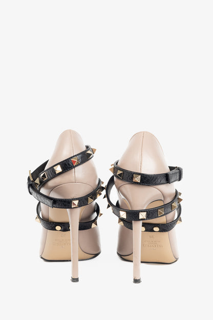 Valentino Garavani Studwrap Poudre & Noir Rockstud Pointed-Toe Pumps