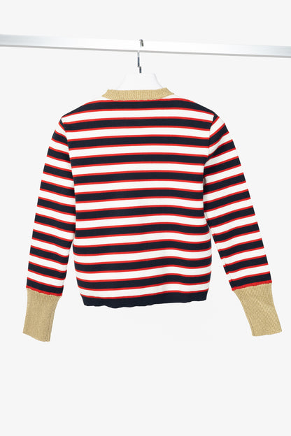 Valentino Navy & White Striped Cotton Sweater
