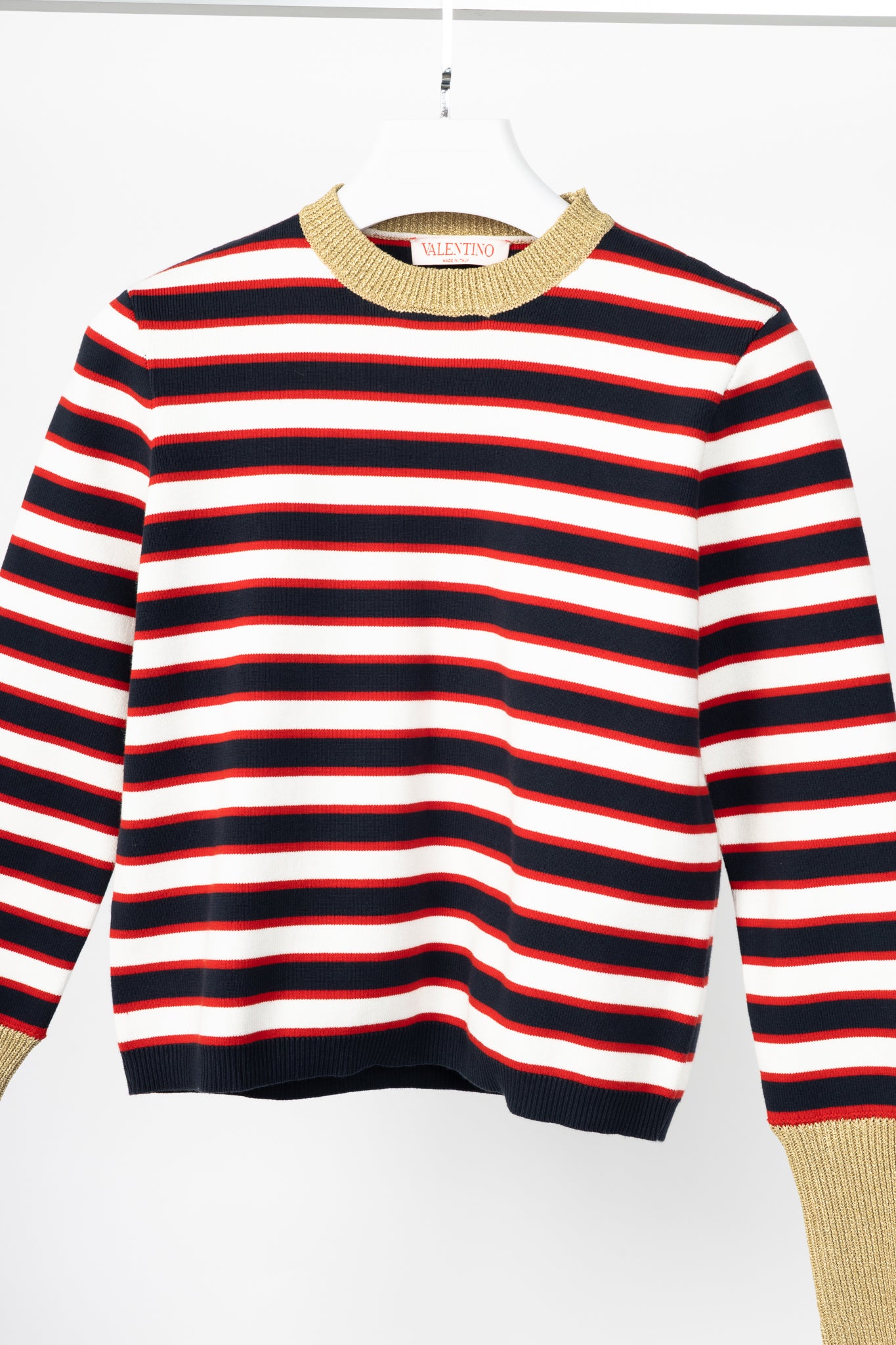 Valentino Navy & White Striped Cotton Sweater