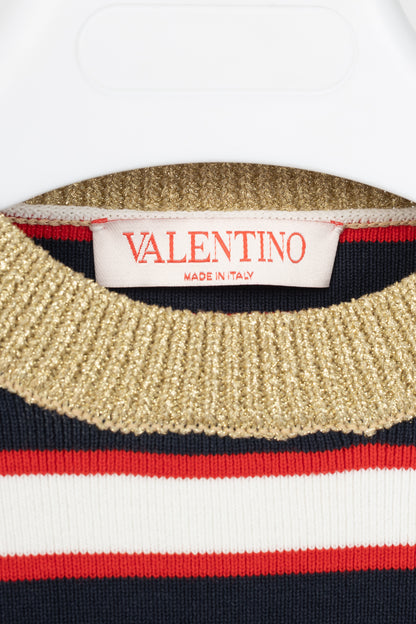 Valentino Navy & White Striped Cotton Sweater