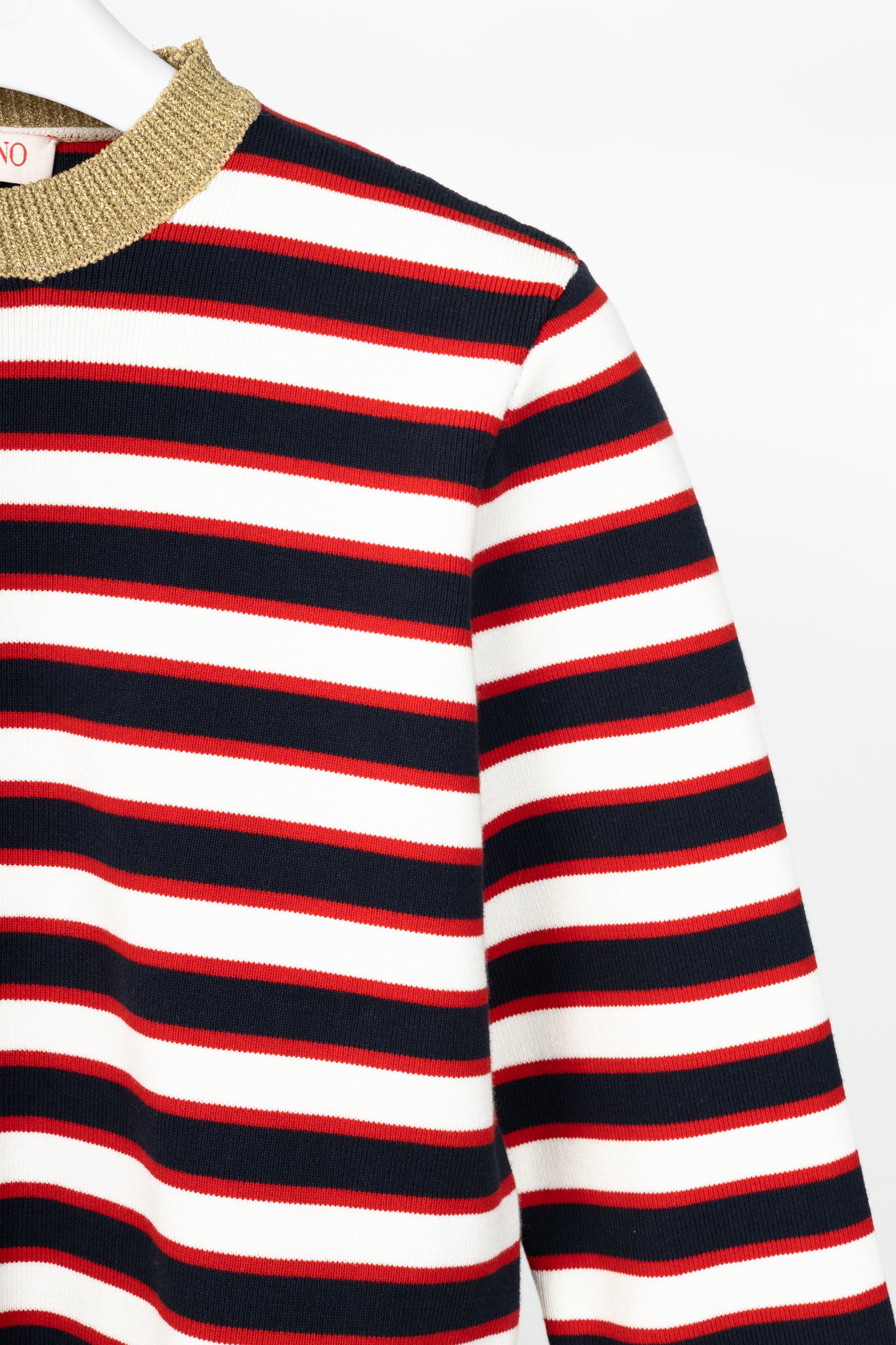 Valentino Navy & White Striped Cotton Sweater