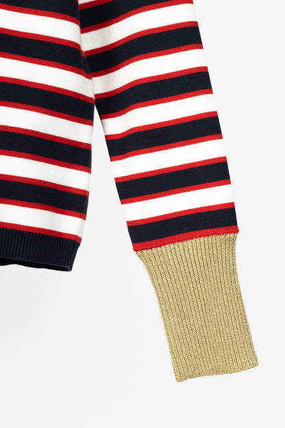 Valentino Navy & White Striped Cotton Sweater
