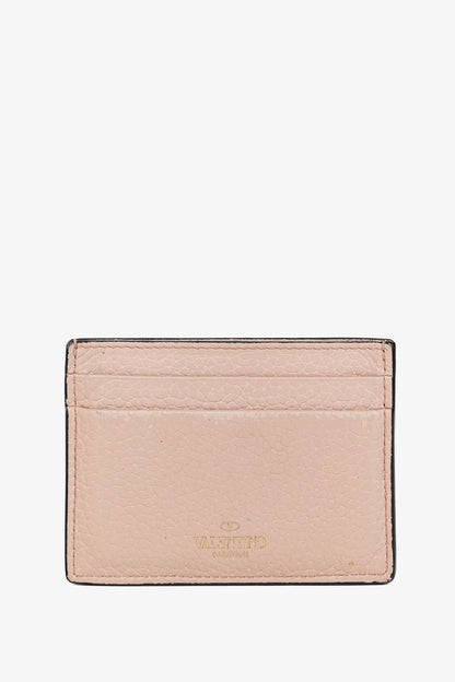 Valentino Garavani Peach Rockstud Leather Card Holder