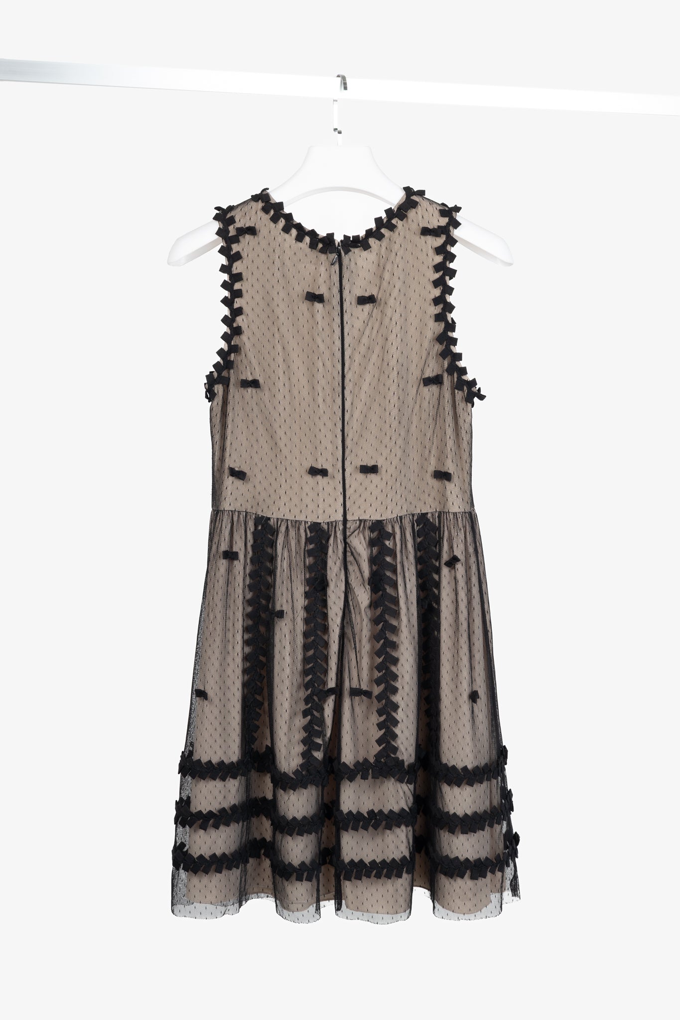 Red Valentino Black Swiss-Dot Tulle Bow-Embellished Dress