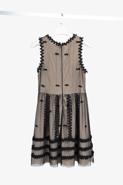 Red Valentino Black Swiss-Dot Tulle Bow-Embellished Dress
