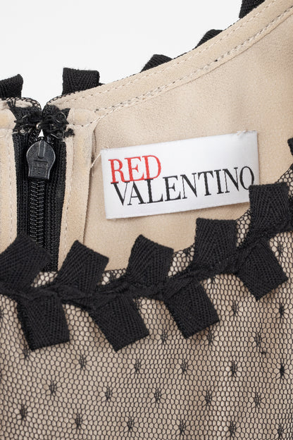 Red Valentino Black Swiss-Dot Tulle Bow-Embellished Dress