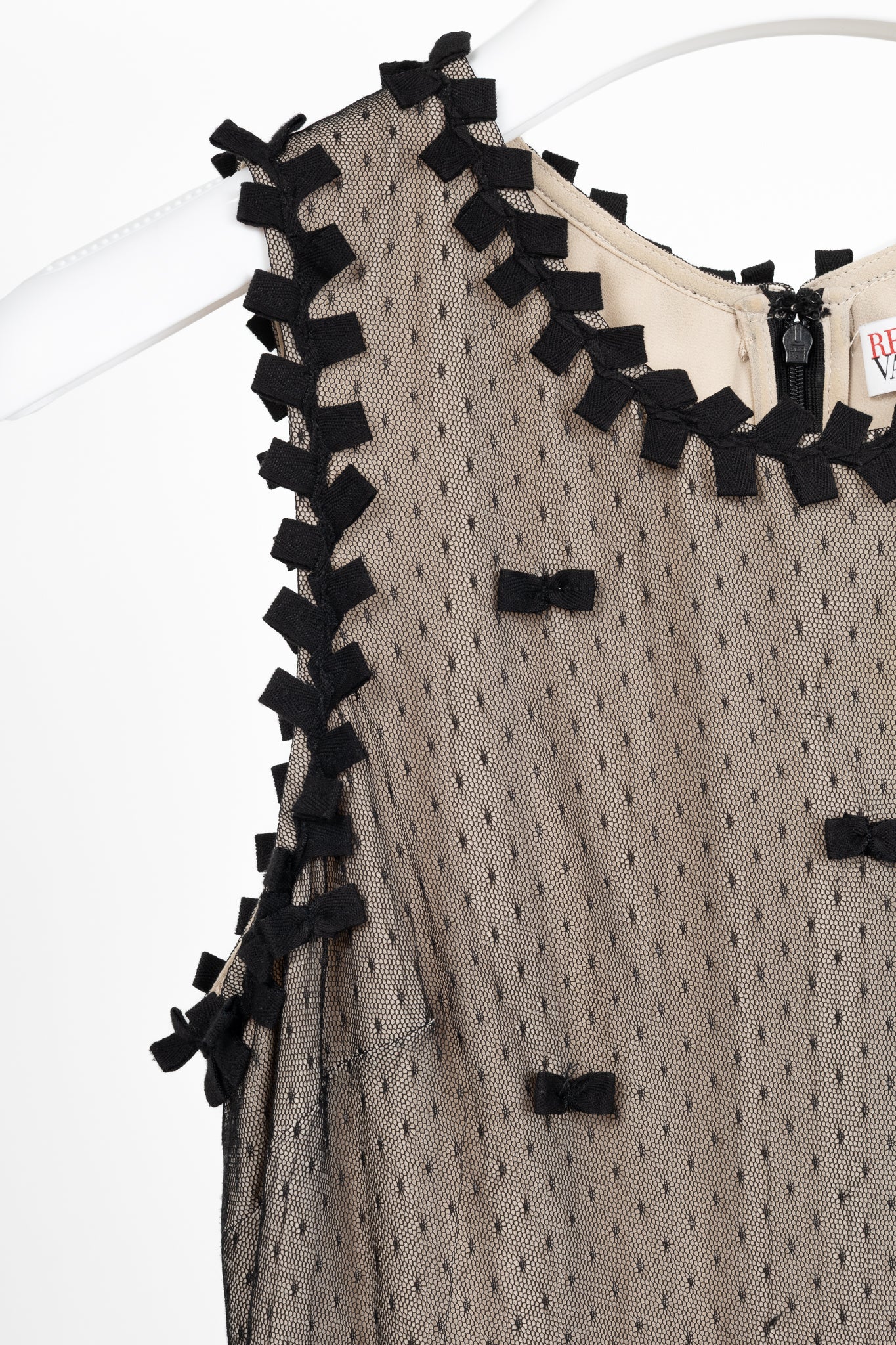 Red Valentino Black Swiss-Dot Tulle Bow-Embellished Dress