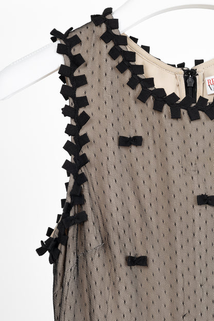 Red Valentino Black Swiss-Dot Tulle Bow-Embellished Dress