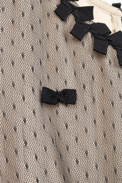 Red Valentino Black Swiss-Dot Tulle Bow-Embellished Dress