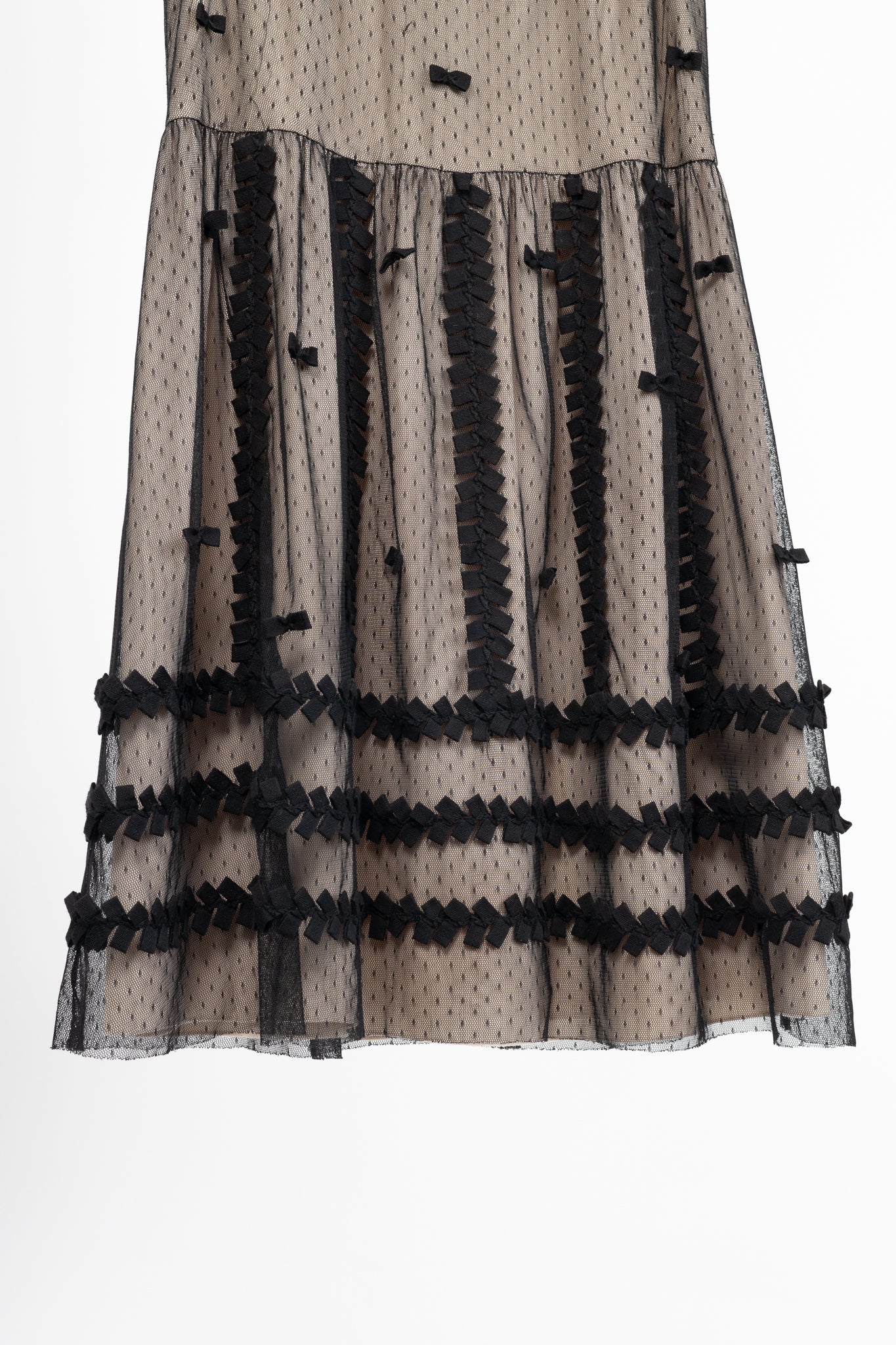 Red Valentino Black Swiss-Dot Tulle Bow-Embellished Dress