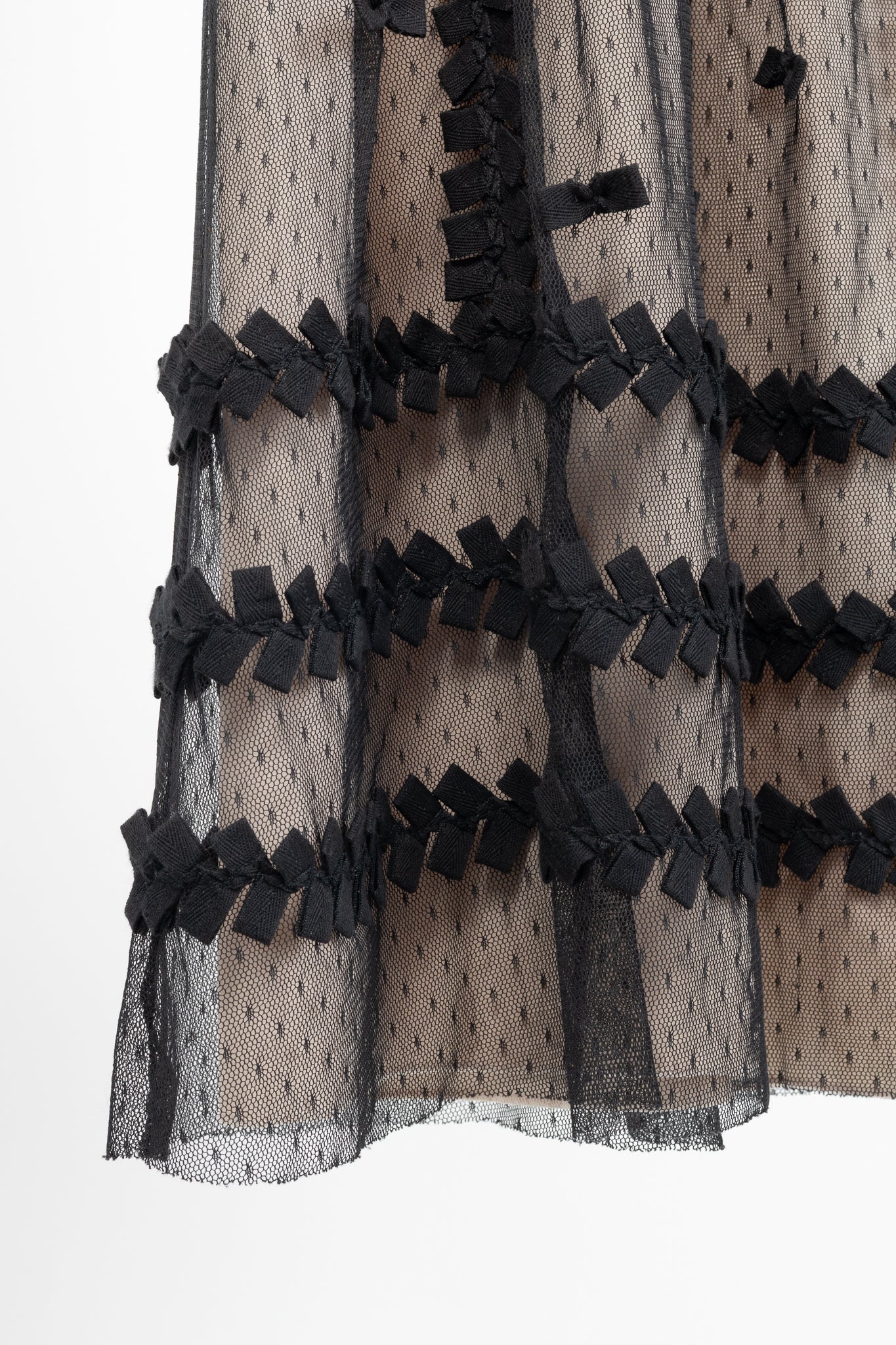 Red Valentino Black Swiss-Dot Tulle Bow-Embellished Dress