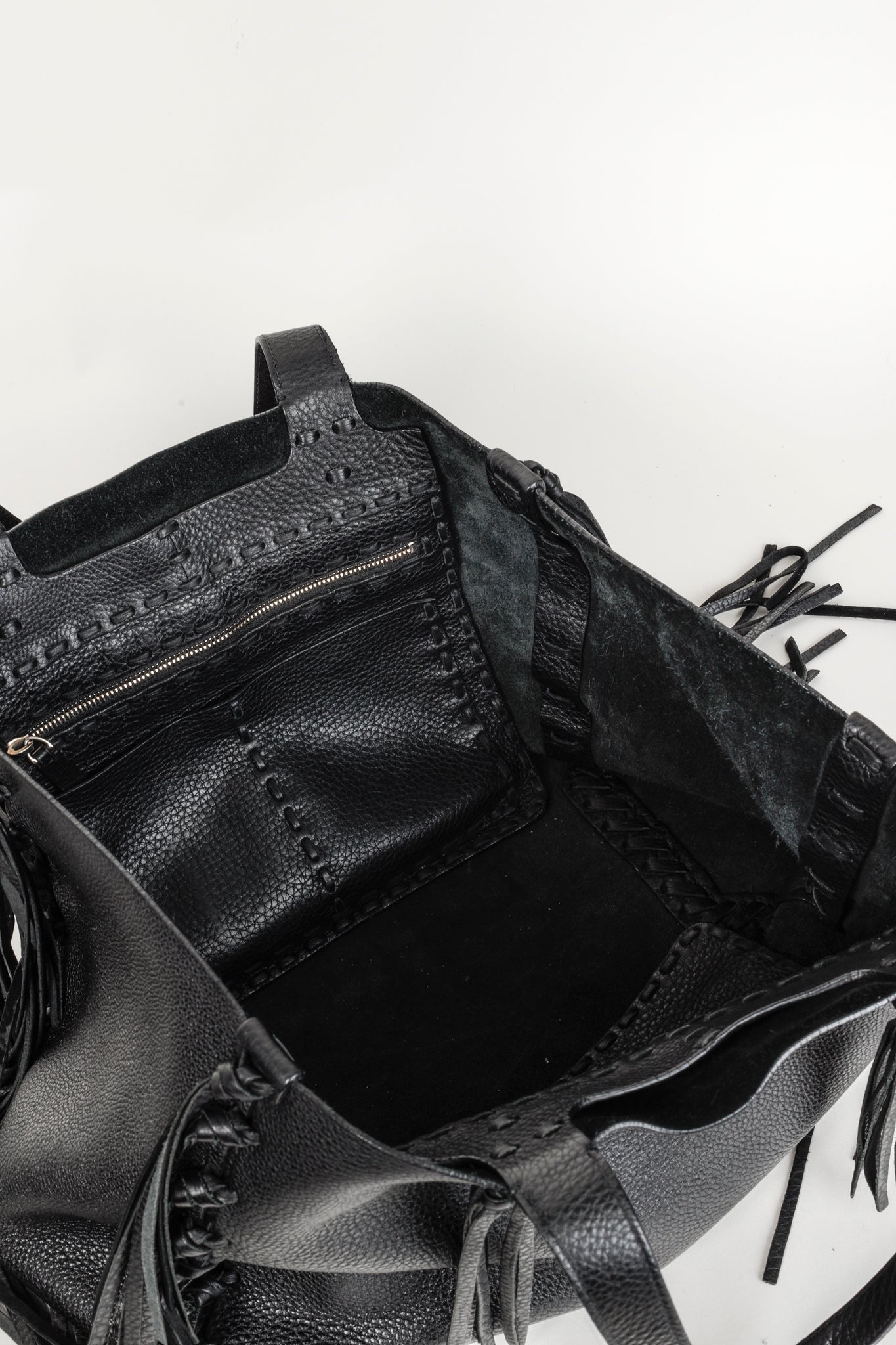 Valentino Garavani C-Rockee Fringe Tote Bag Black
