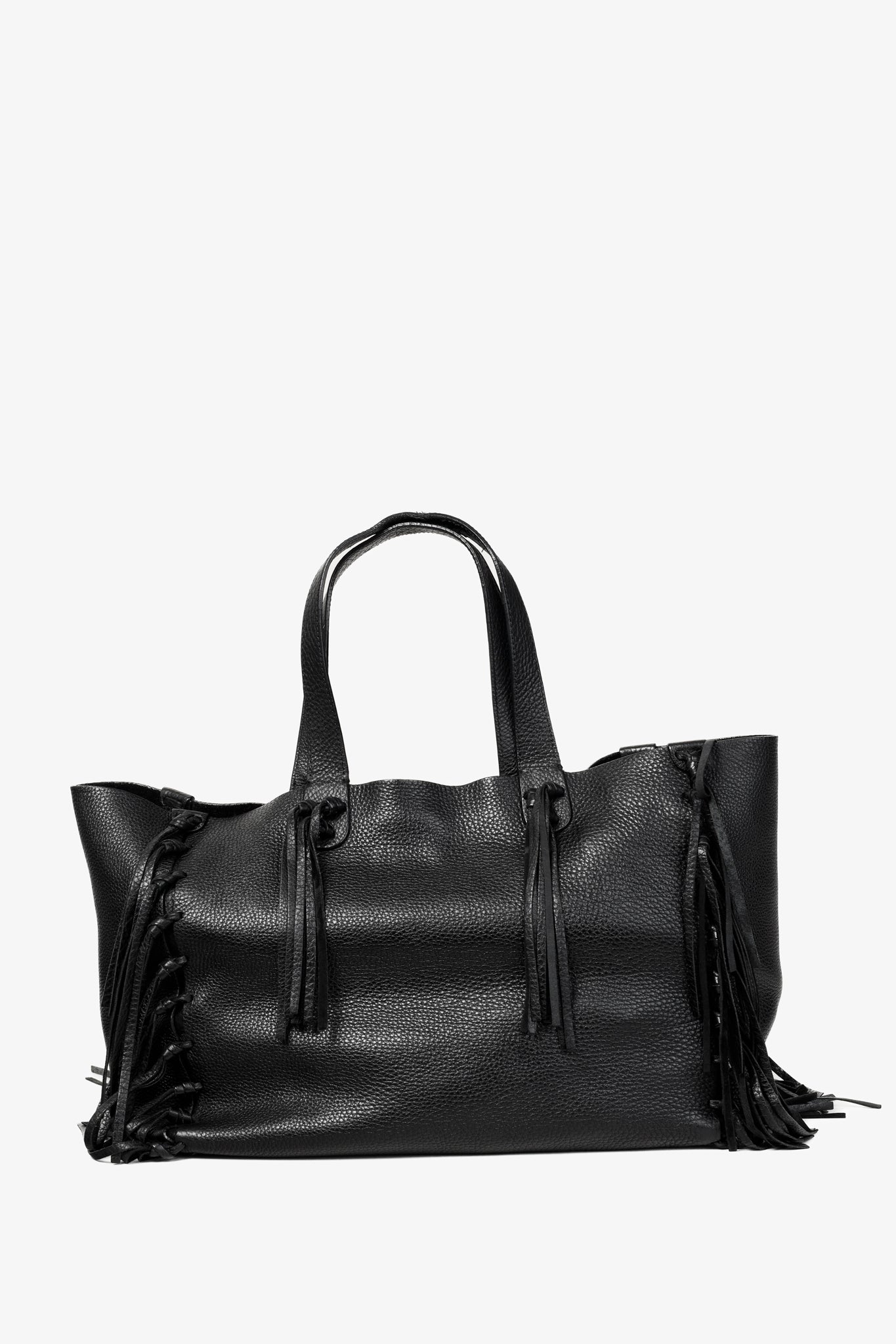Valentino Garavani C-Rockee Fringe Tote Bag Black