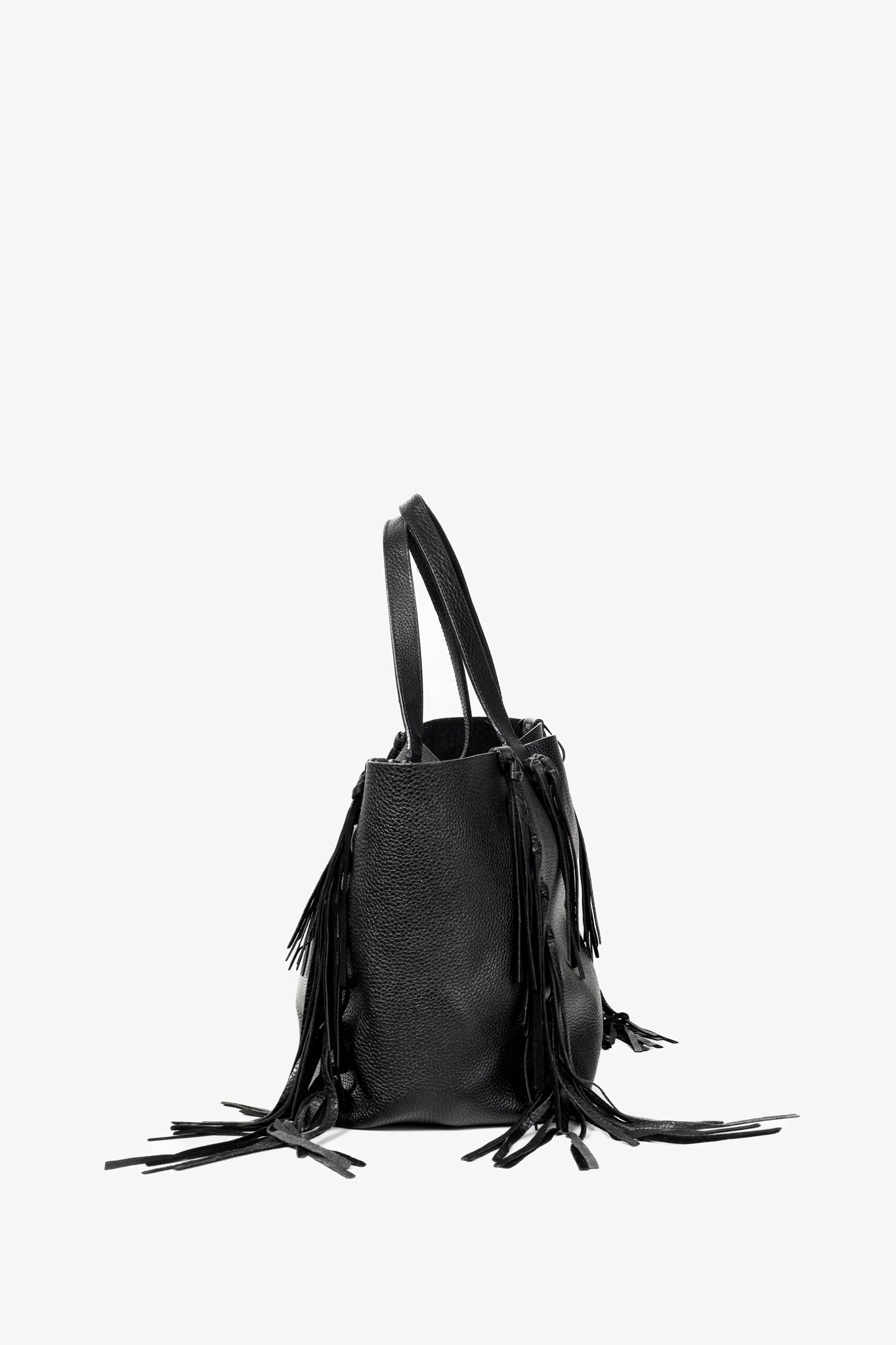 Valentino Garavani C-Rockee Fringe Tote Bag Black