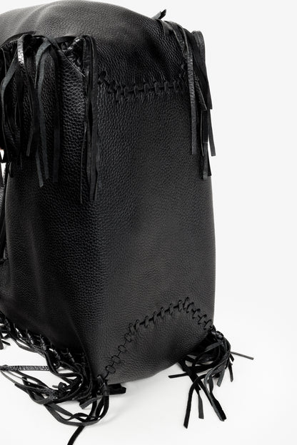 Valentino Garavani C-Rockee Fringe Tote Bag Black