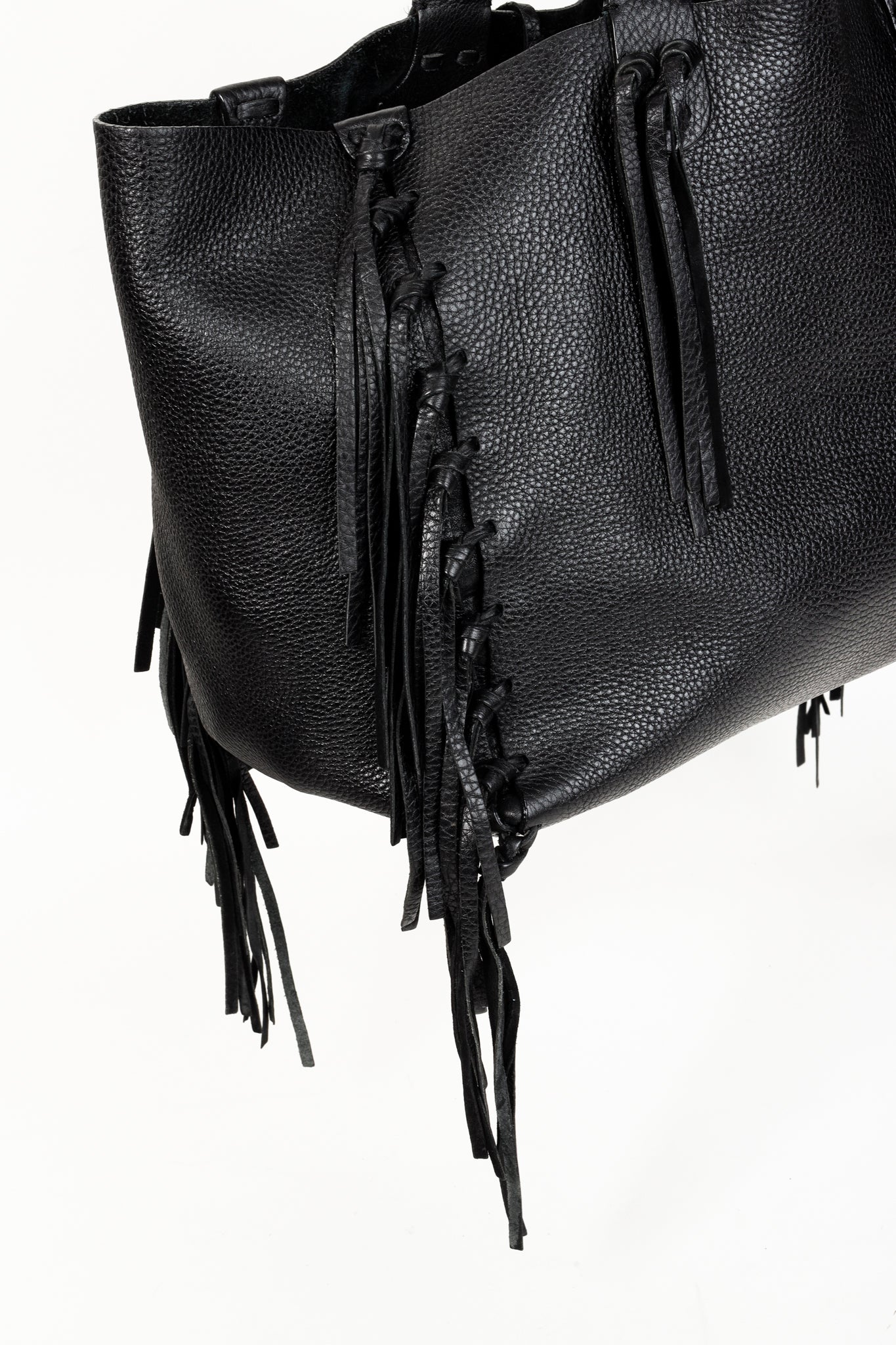 Valentino Garavani C-Rockee Fringe Tote Bag Black