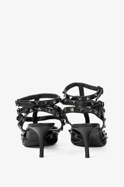 Valentino Garavani Rockstud Kitten Heel Black Leather Pumps