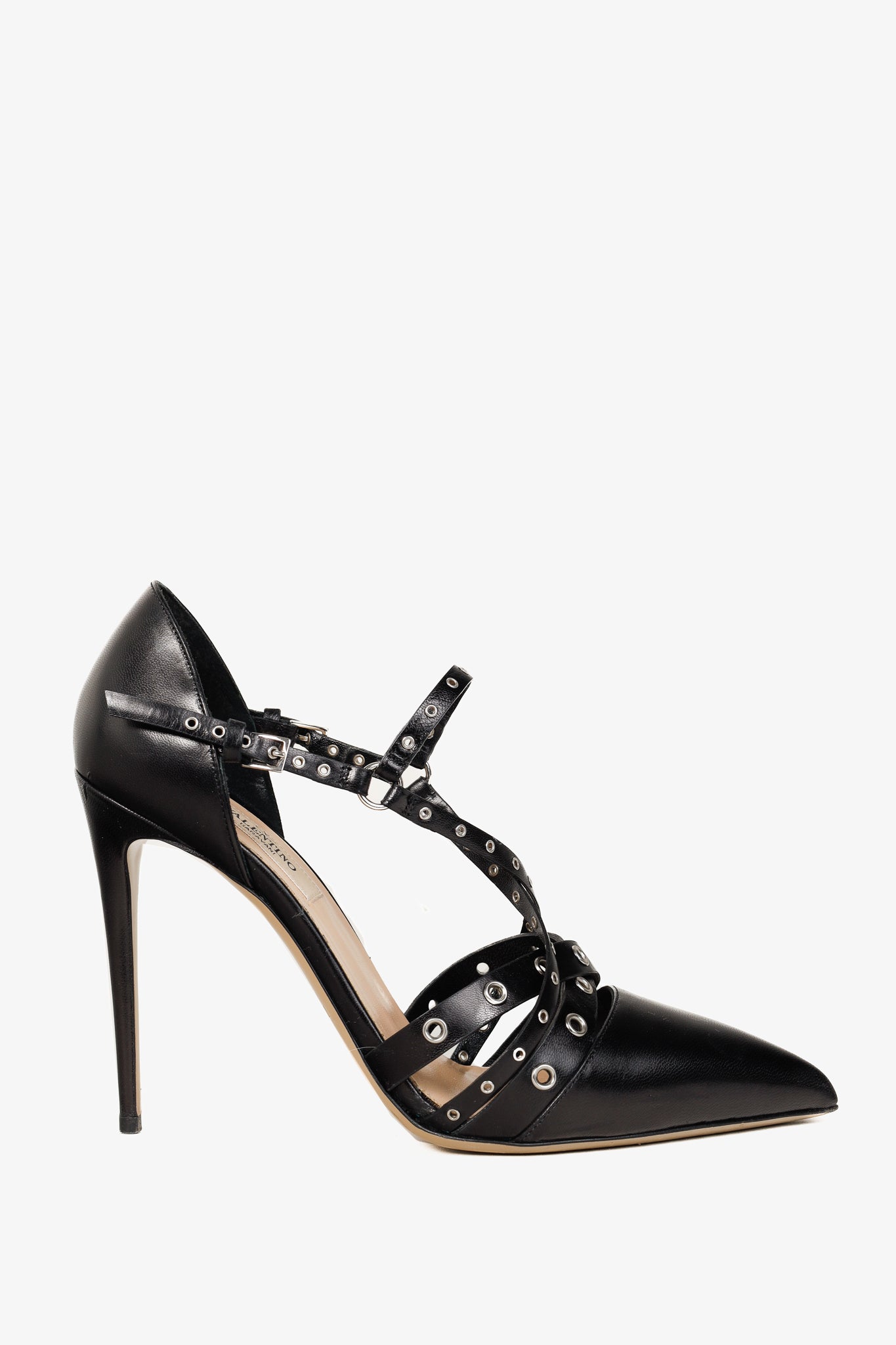 Valentino Garavani Love Latch Nero Nappa D'Orsay Eyelet-Embellished Heels