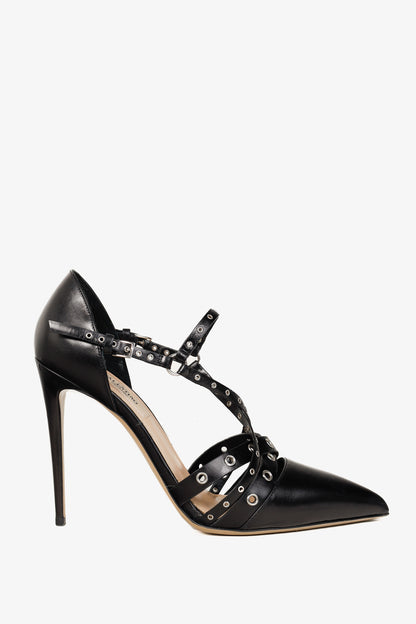 Valentino Garavani Love Latch Nero Nappa D'Orsay Eyelet-Embellished Heels