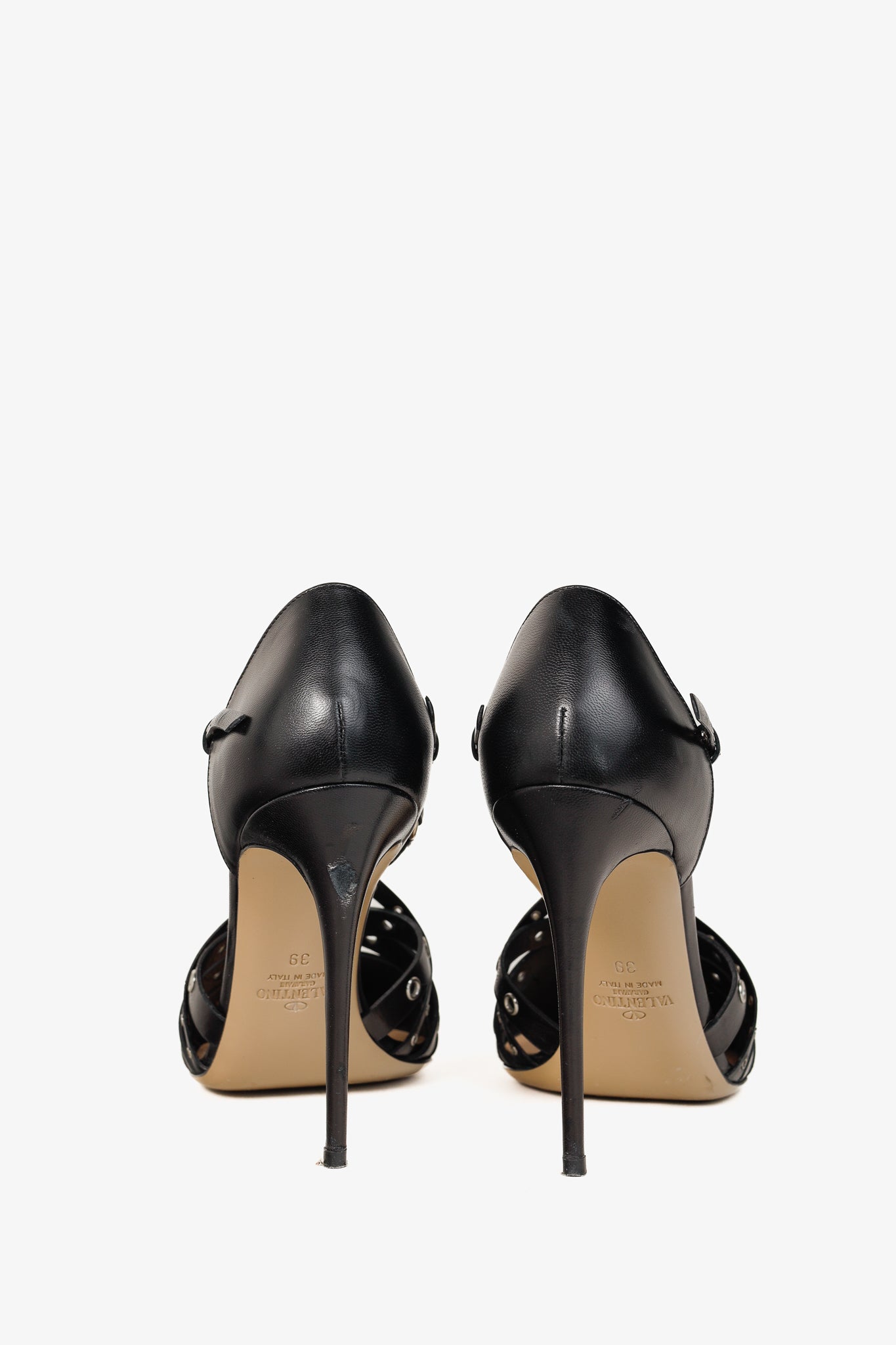 Valentino Garavani Love Latch Nero Nappa D'Orsay Eyelet-Embellished Heels