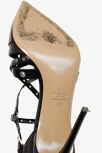 Valentino Garavani Love Latch Nero Nappa D'Orsay Eyelet-Embellished Heels