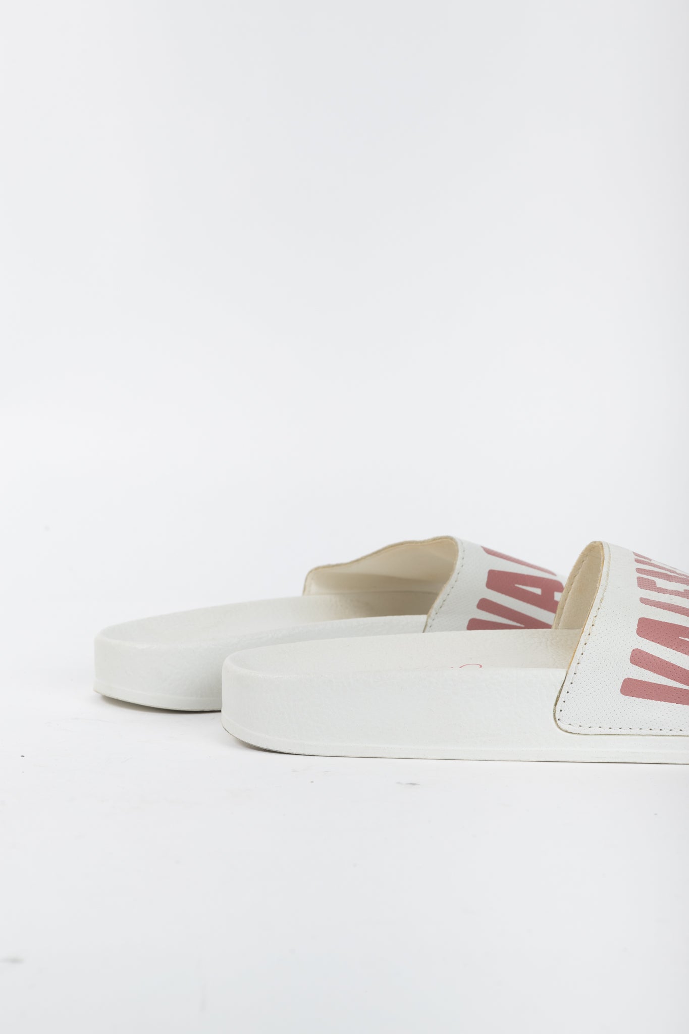 Valentino by Mario Valentino Irene "White Pink" Logo Slide Sandals