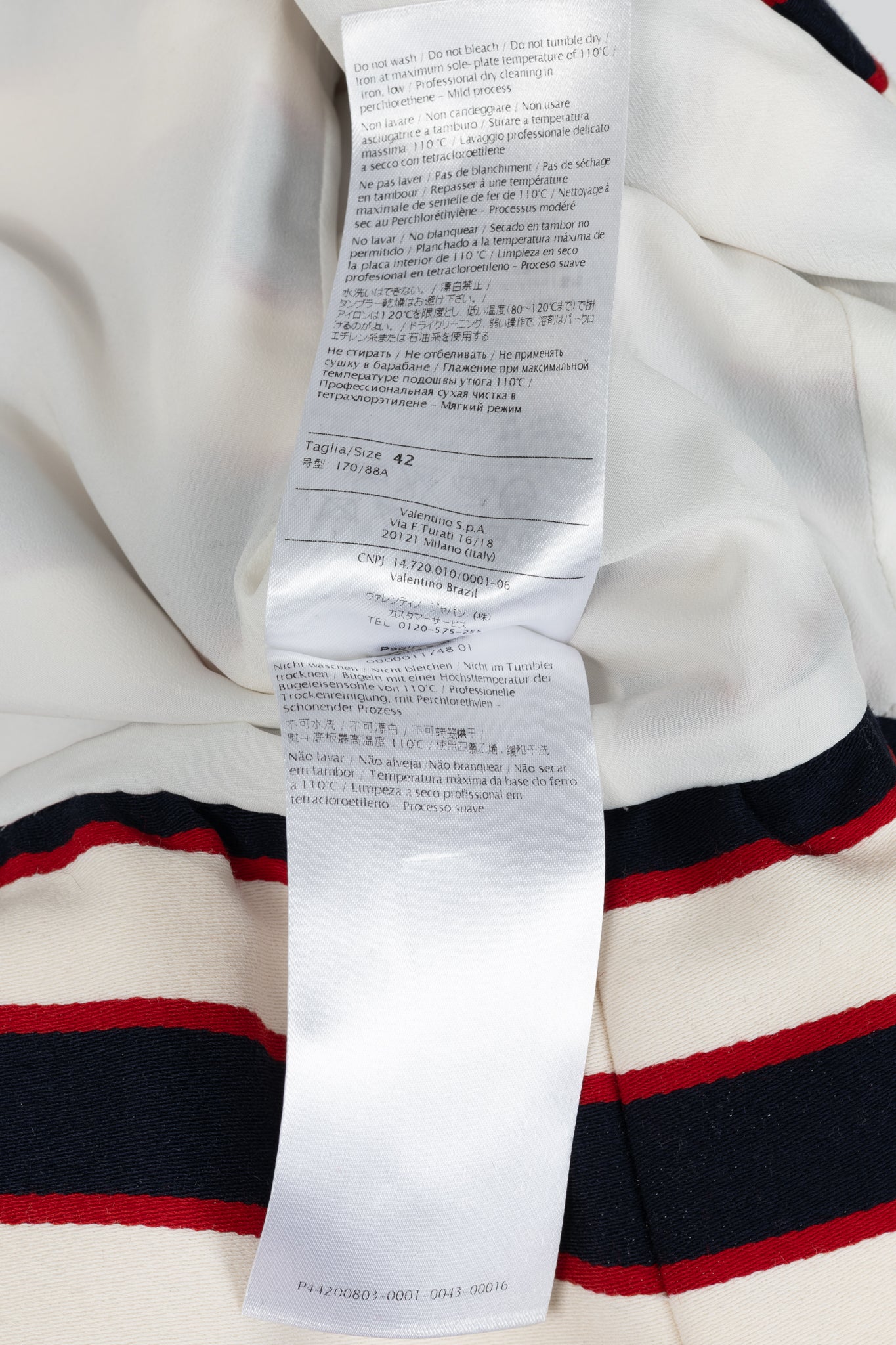 Valentino Resort 2014 White & Navy Striped Wool & Silk Peplum Jacket