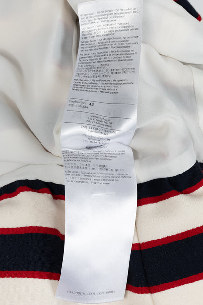 Valentino Resort 2014 White & Navy Striped Wool & Silk Peplum Jacket