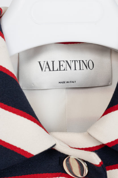 Valentino Resort 2014 White & Navy Striped Wool & Silk Peplum Jacket