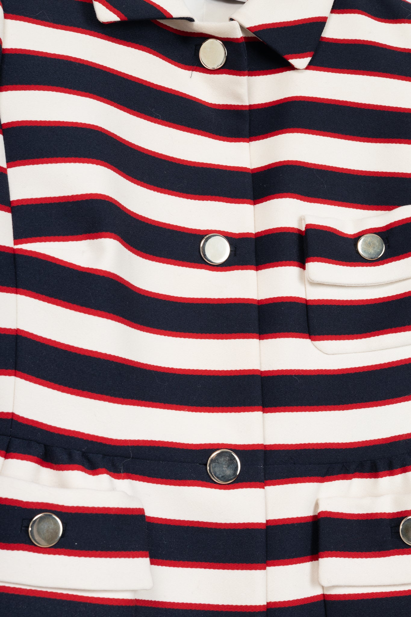Valentino Resort 2014 White & Navy Striped Wool & Silk Peplum Jacket